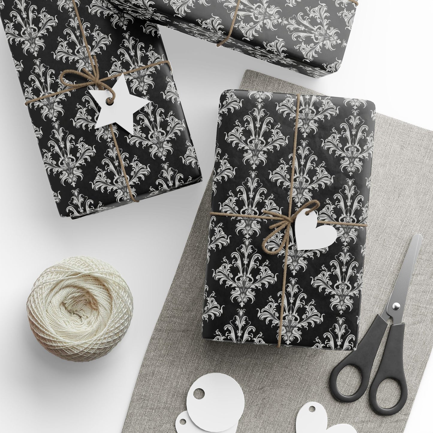 Gray and Black Victorian Pattern Wrapping Papers