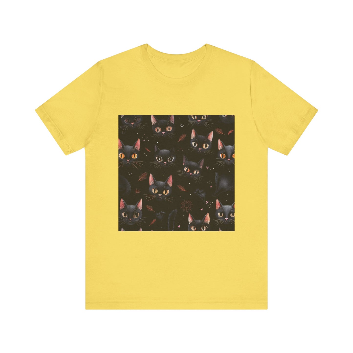 Cute Black Cat Pattern Unisex Jersey Short Sleeve Tee