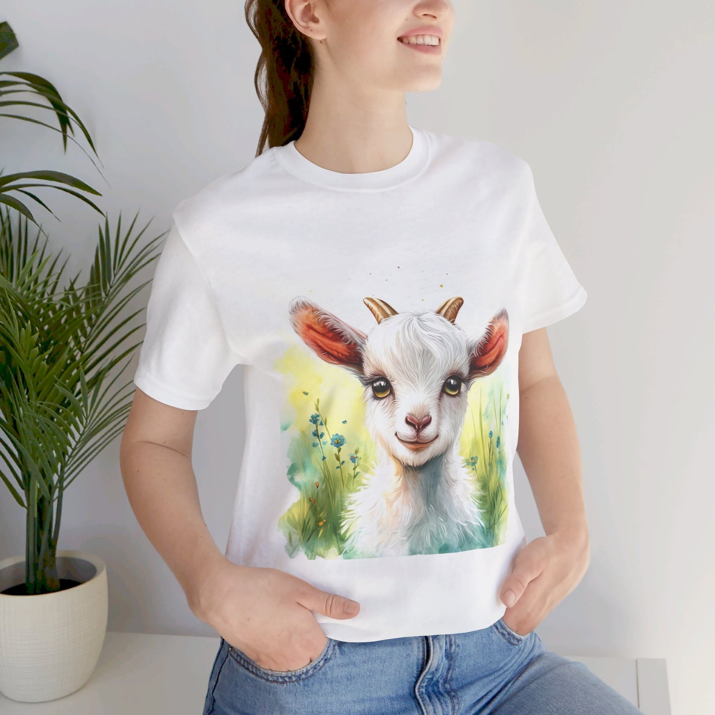 Cute Cartoon Goat Unisex Jersey Short Sleeve Tee