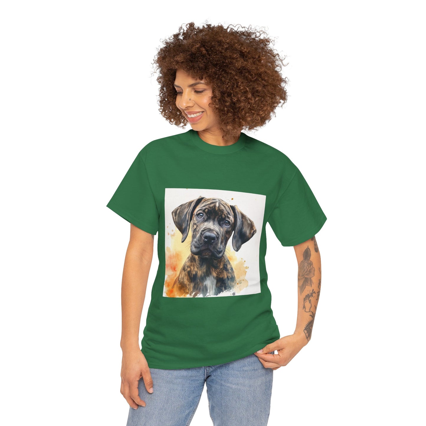 Brindle Great Dane Puppy Unisex Heavy Cotton Tee