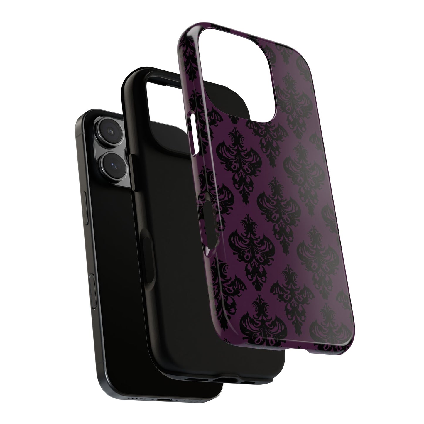 Purple and Black Victorian Damask Pattern Tough Cases