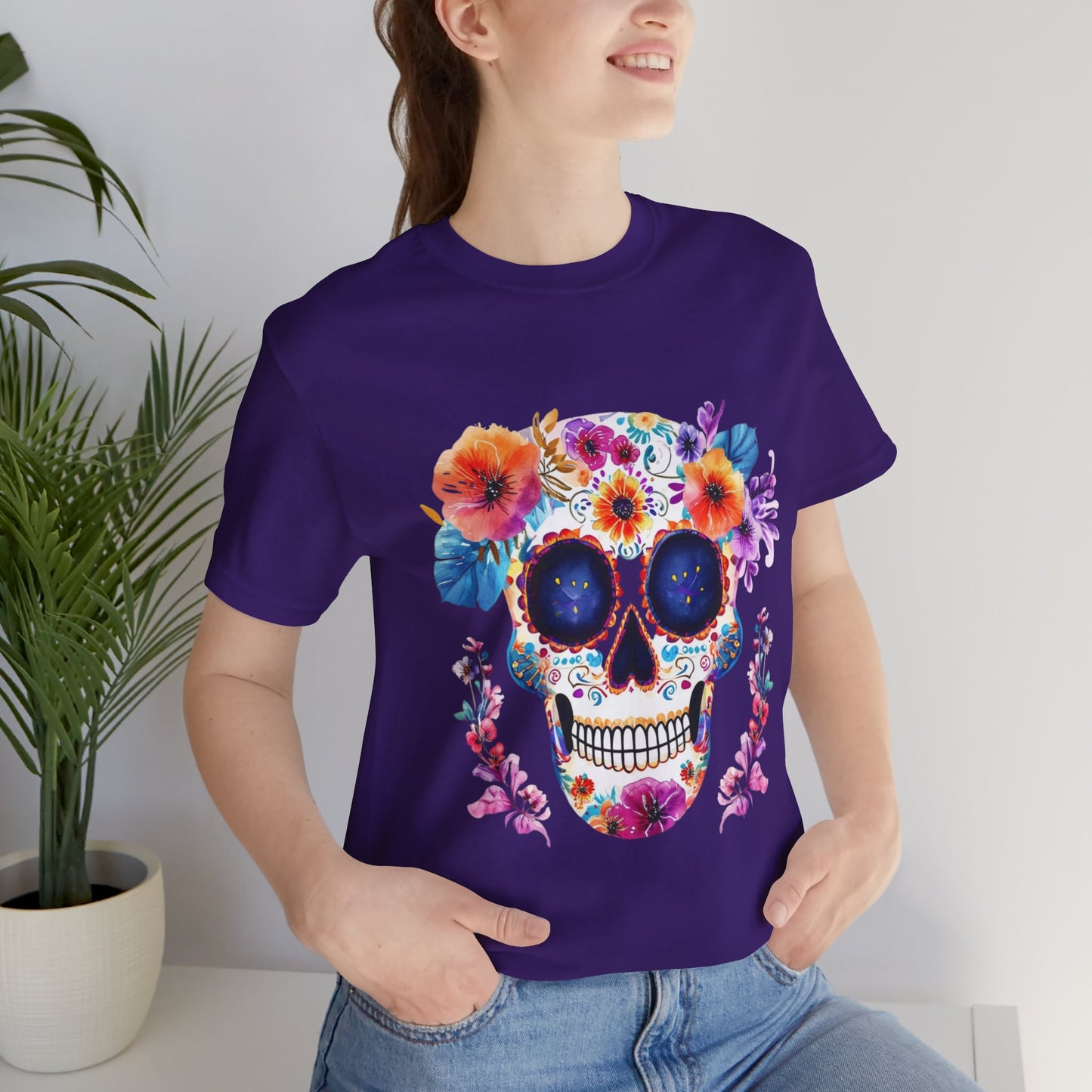 Day of the dead sugar skull Unisex Jersey Short Sleeve Tee