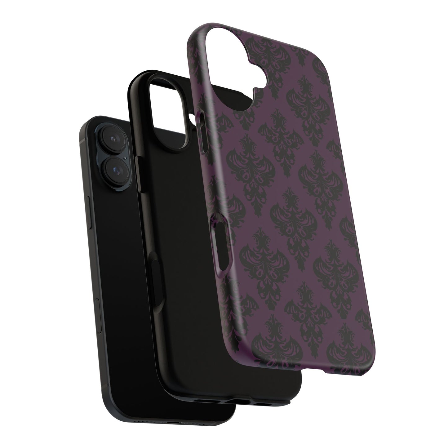 Purple and Black Victorian Damask Pattern Tough Cases