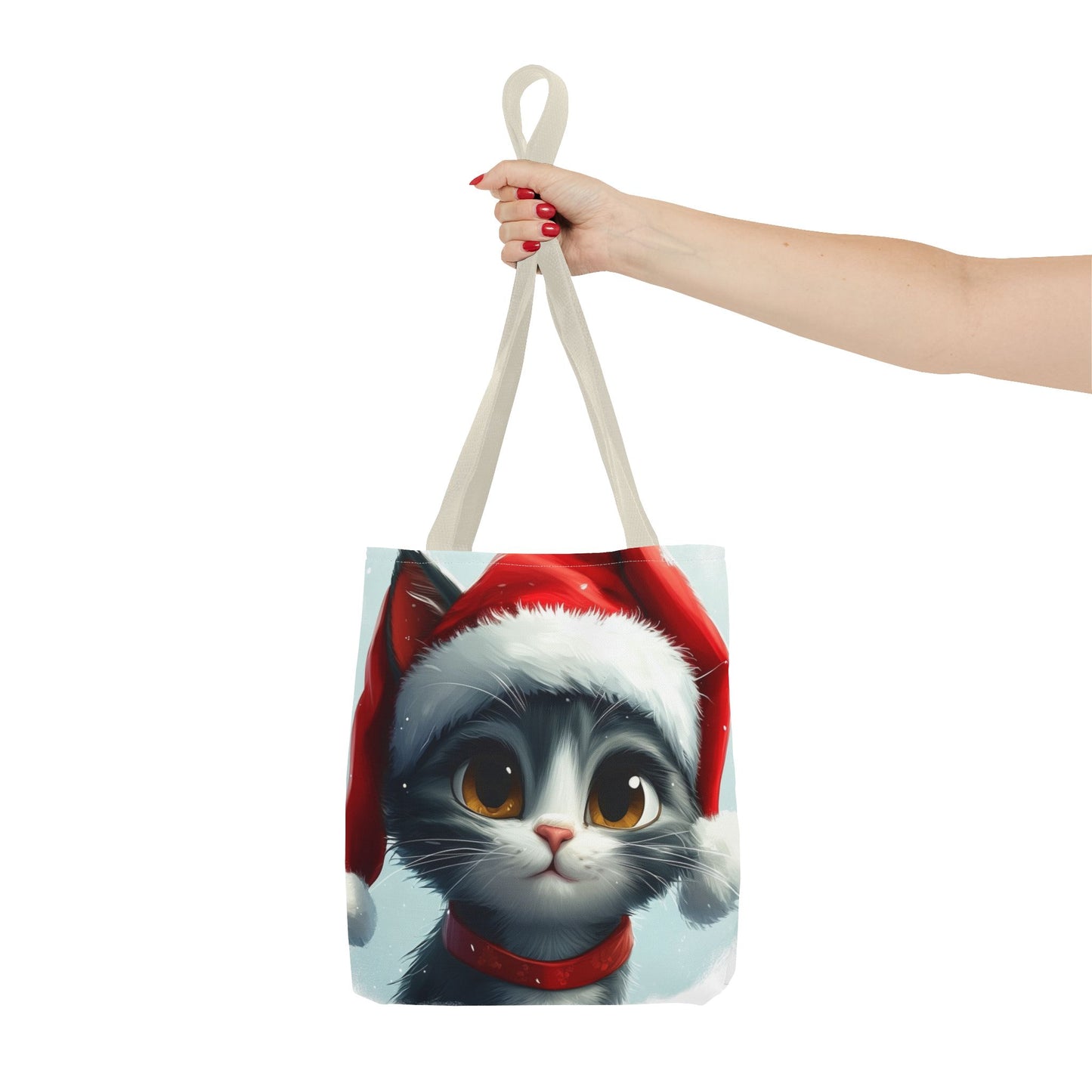 Adorable Festive Gray Cat Tote Bag (AOP)