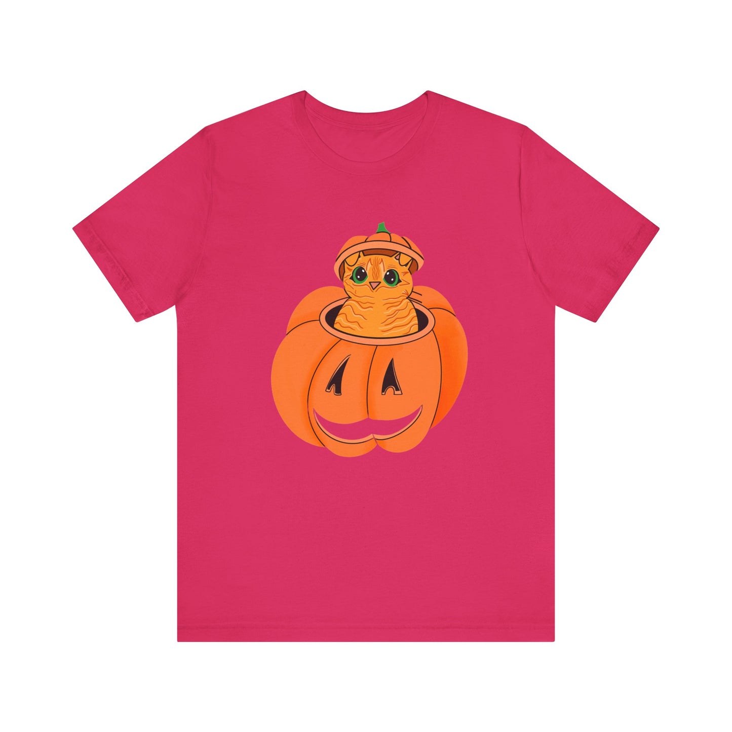 Cute Orange Cat Halloween Unisex Jersey Short Sleeve Tee