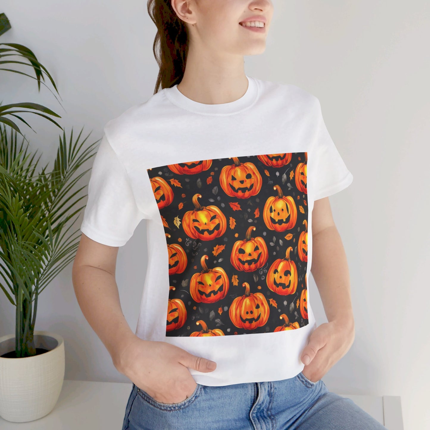 Cute Pumpkin Pattern Unisex Jersey Short Sleeve Tee