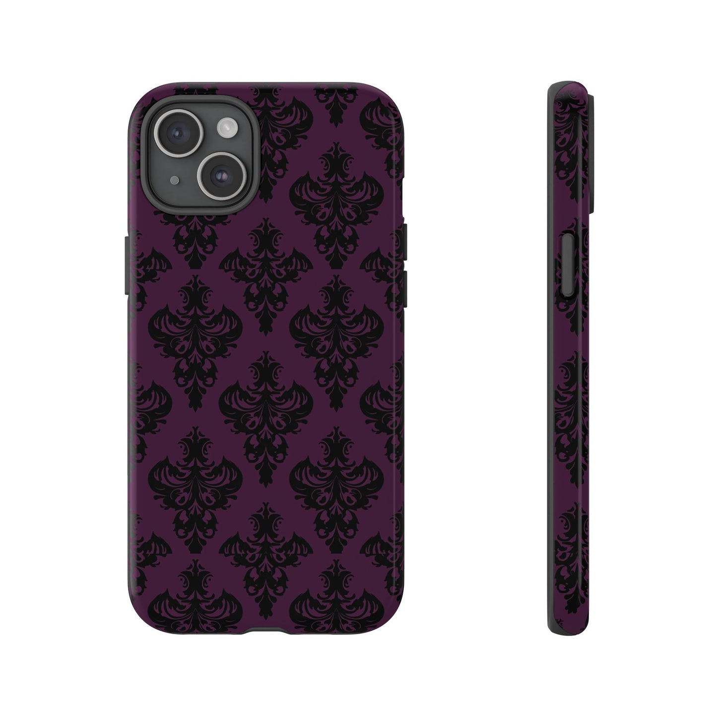 Purple and Black Victorian Damask Pattern Tough Cases