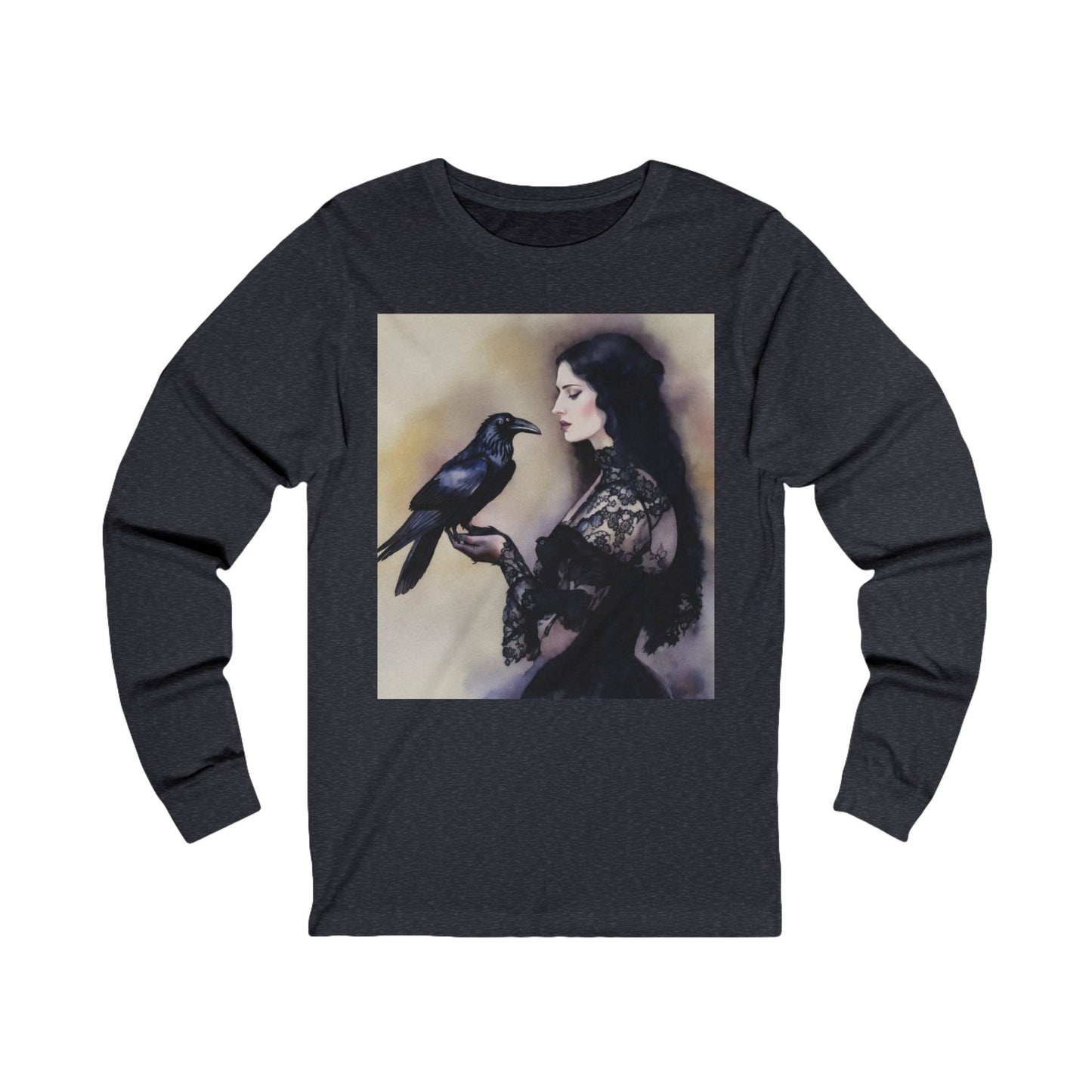 Victorian Raven Portrait Unisex Jersey Long Sleeve Tee