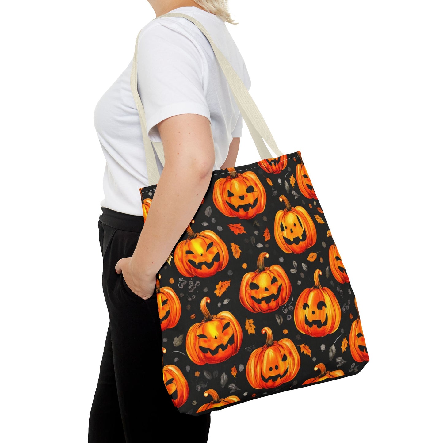 Happy Pumpkin Pattern Tote Bag (AOP)