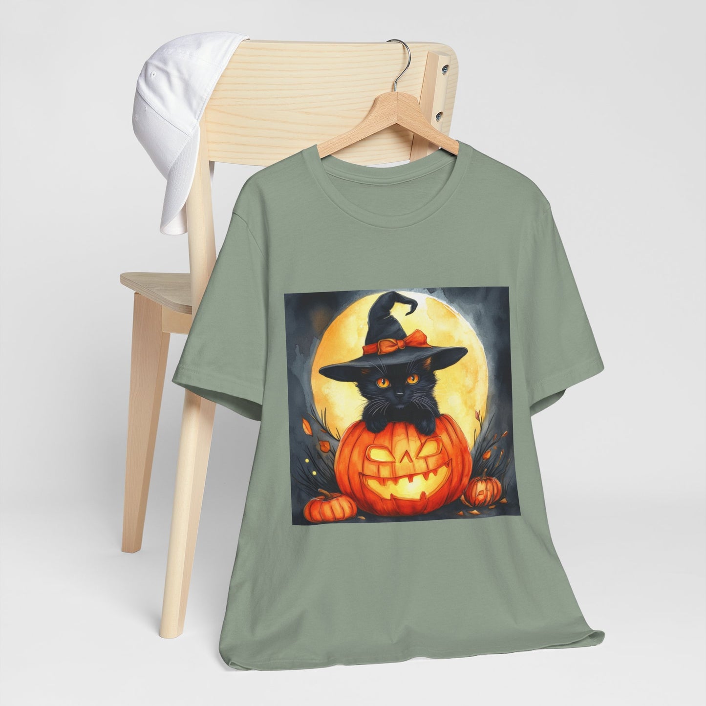 Cat inside Jack o' Lantern Unisex Jersey Short Sleeve Tee