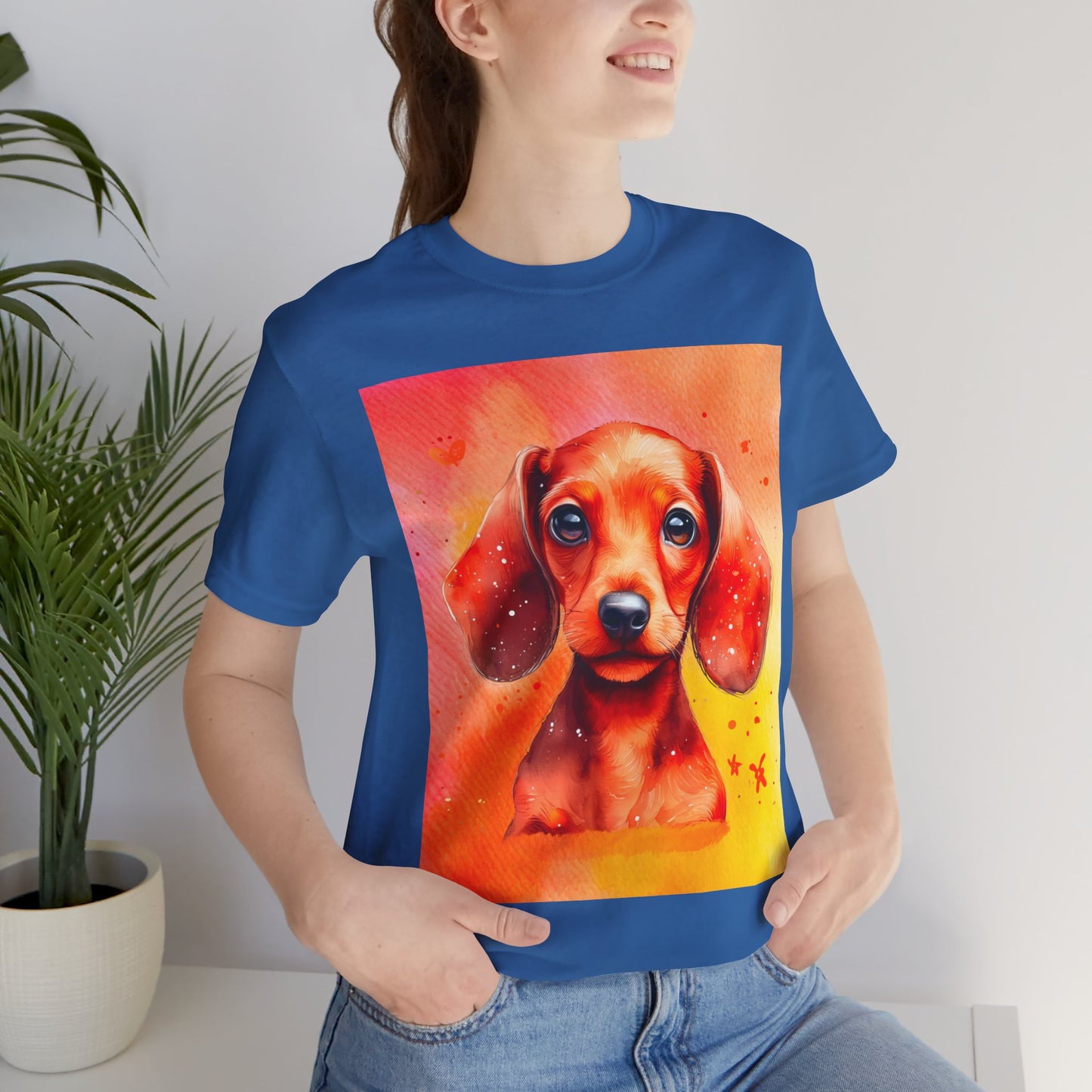 Red Dachshund Unisex Jersey Short Sleeve Tee