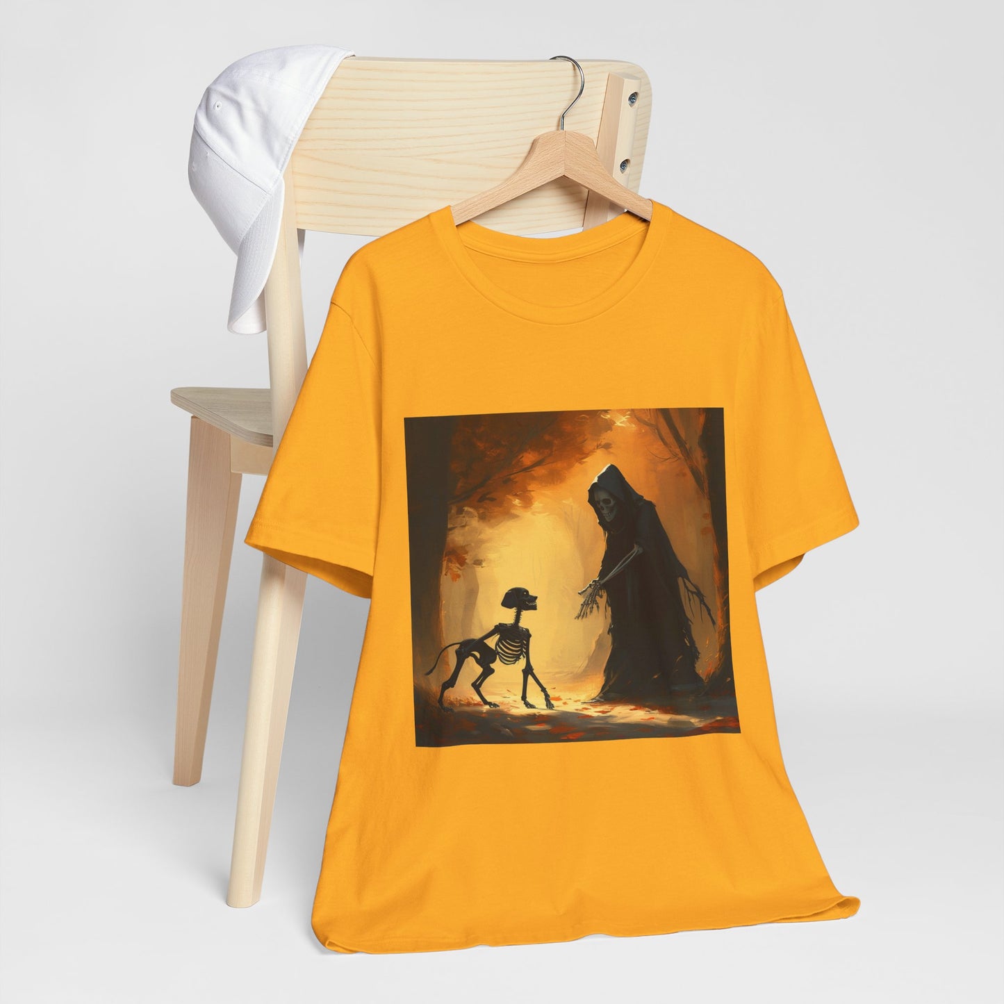 Grim Reaper Playing Fetch Unisex Jersey Short Sleeve Tee