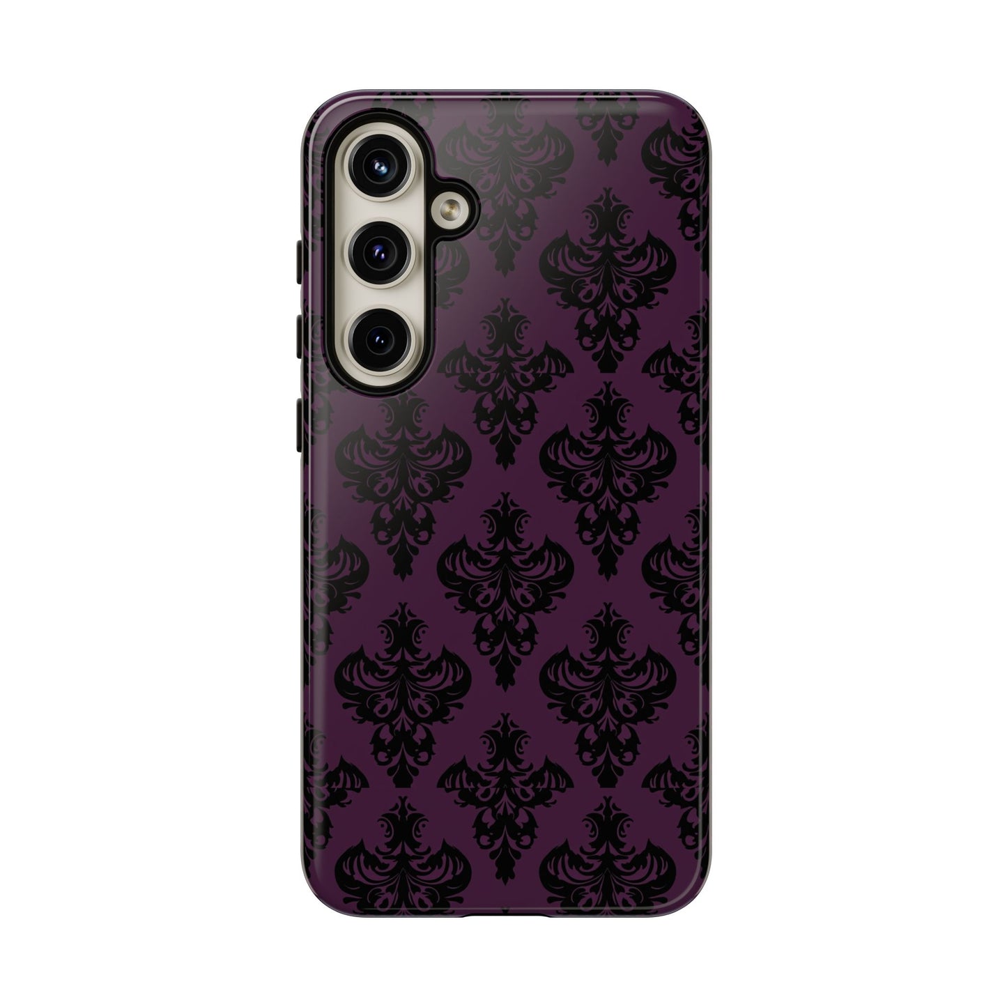 Purple and Black Victorian Damask Pattern Tough Cases