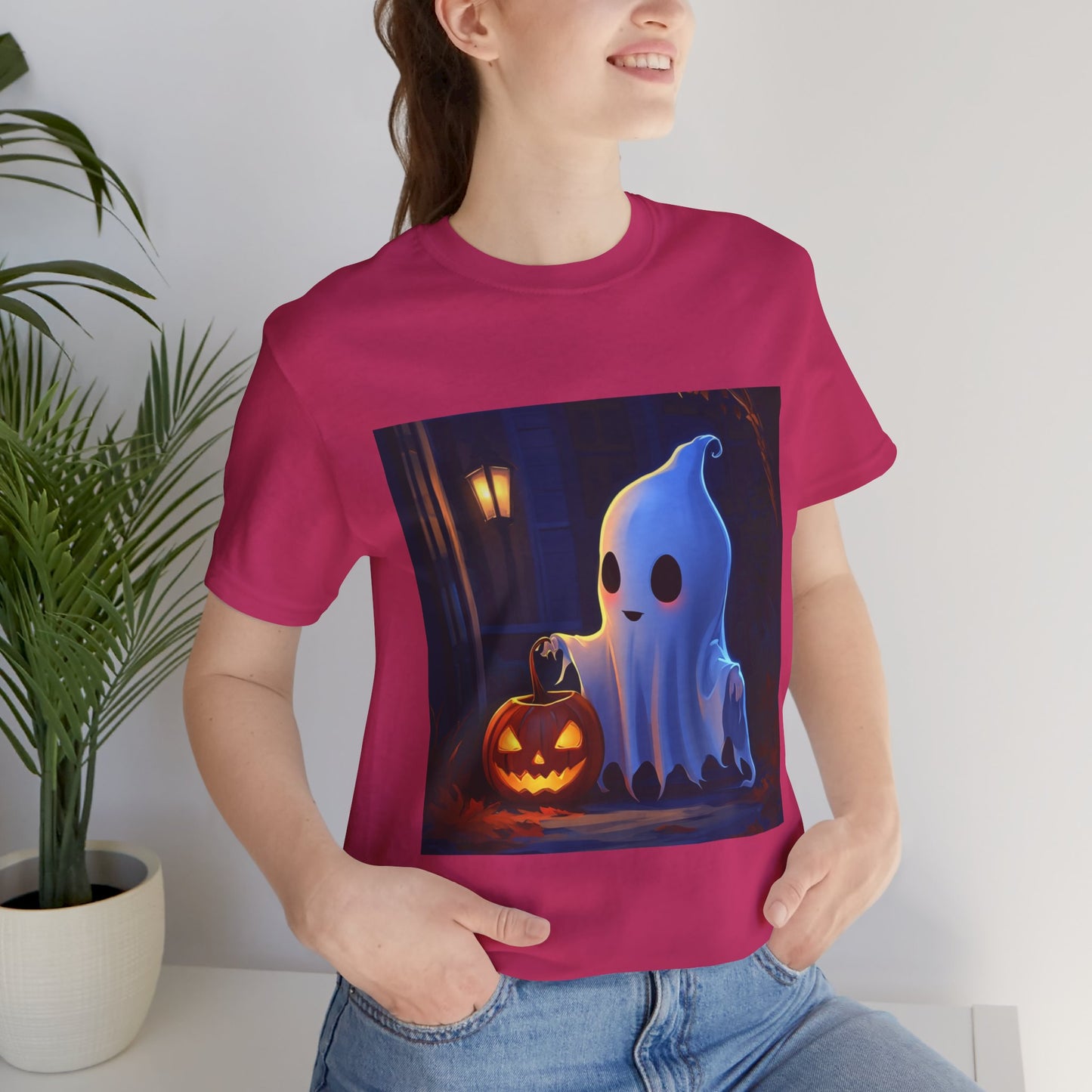 Cute Ghost Trick or Treating Unisex Jersey Short Sleeve Tee