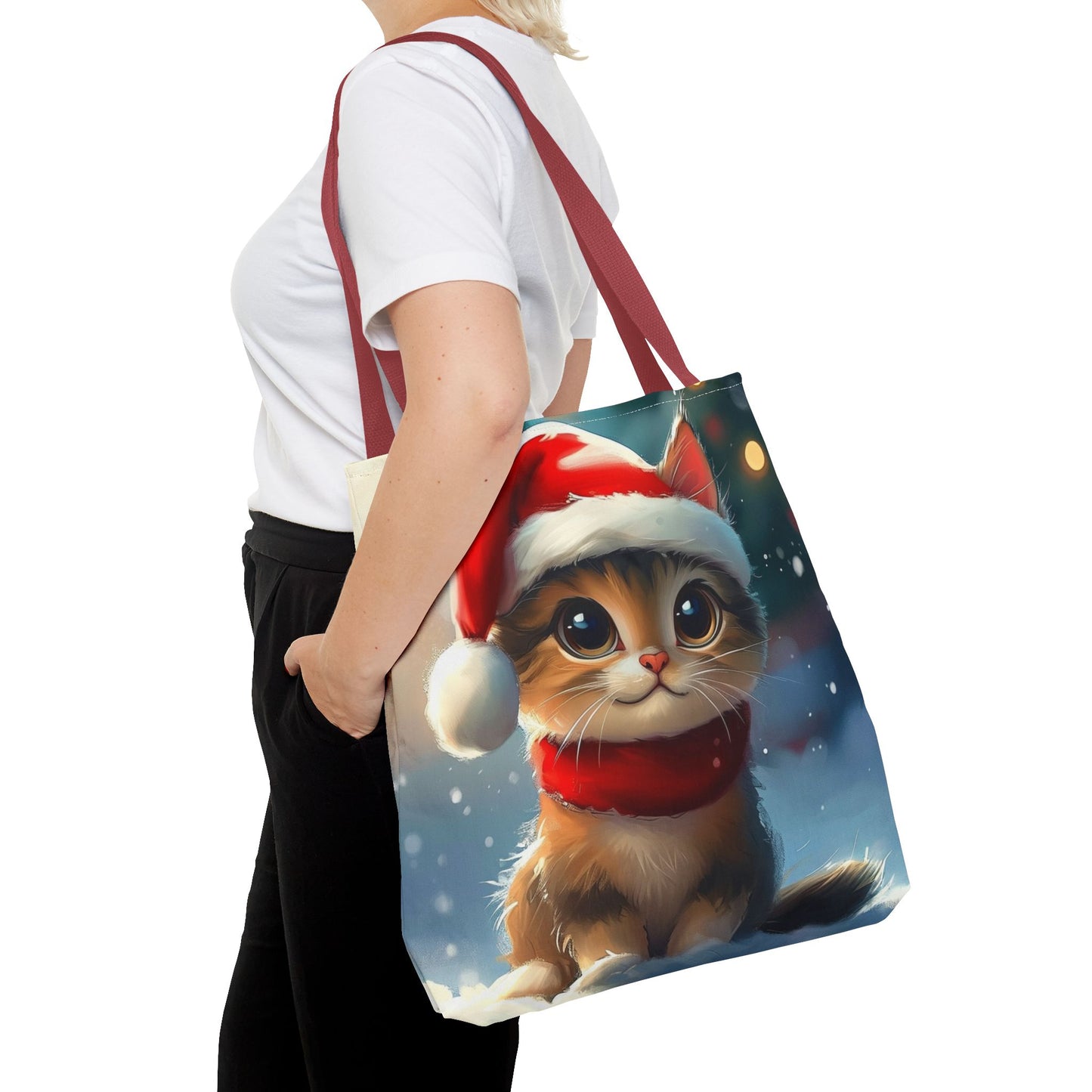 Cute Festive Kitten Tote Bag (AOP)