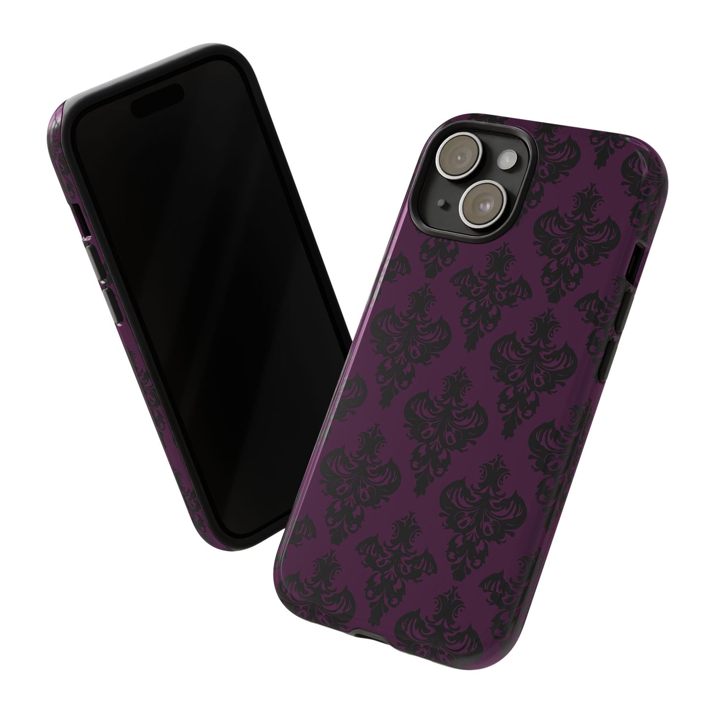 Purple and Black Victorian Damask Pattern Tough Cases