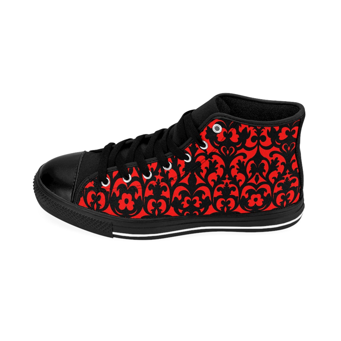 Red Victorian Gothic Damask Women's Classic Sneakers