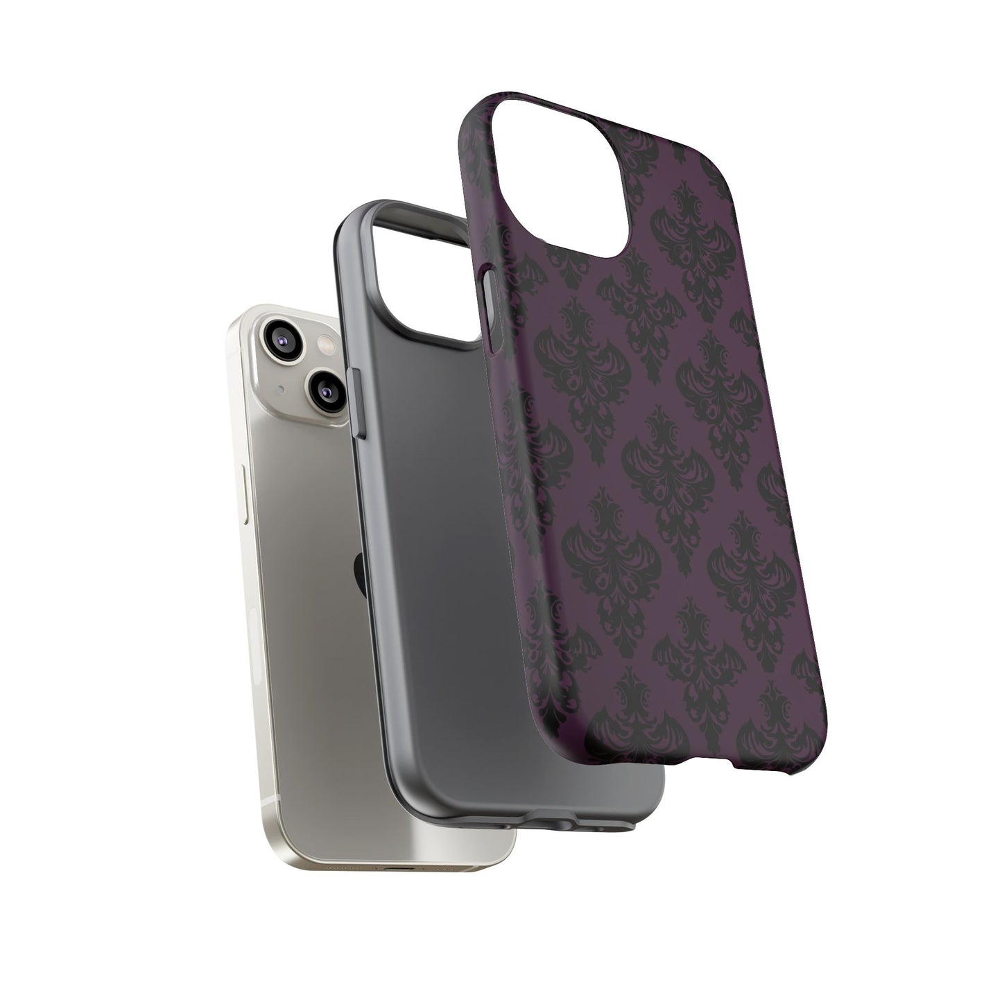 Purple and Black Victorian Damask Pattern Tough Cases