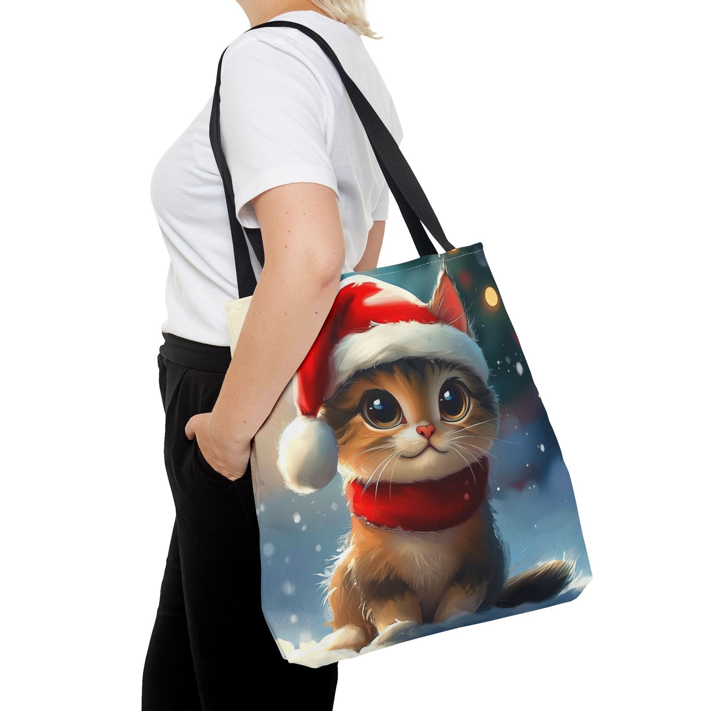 Cute Festive Kitten Tote Bag (AOP)