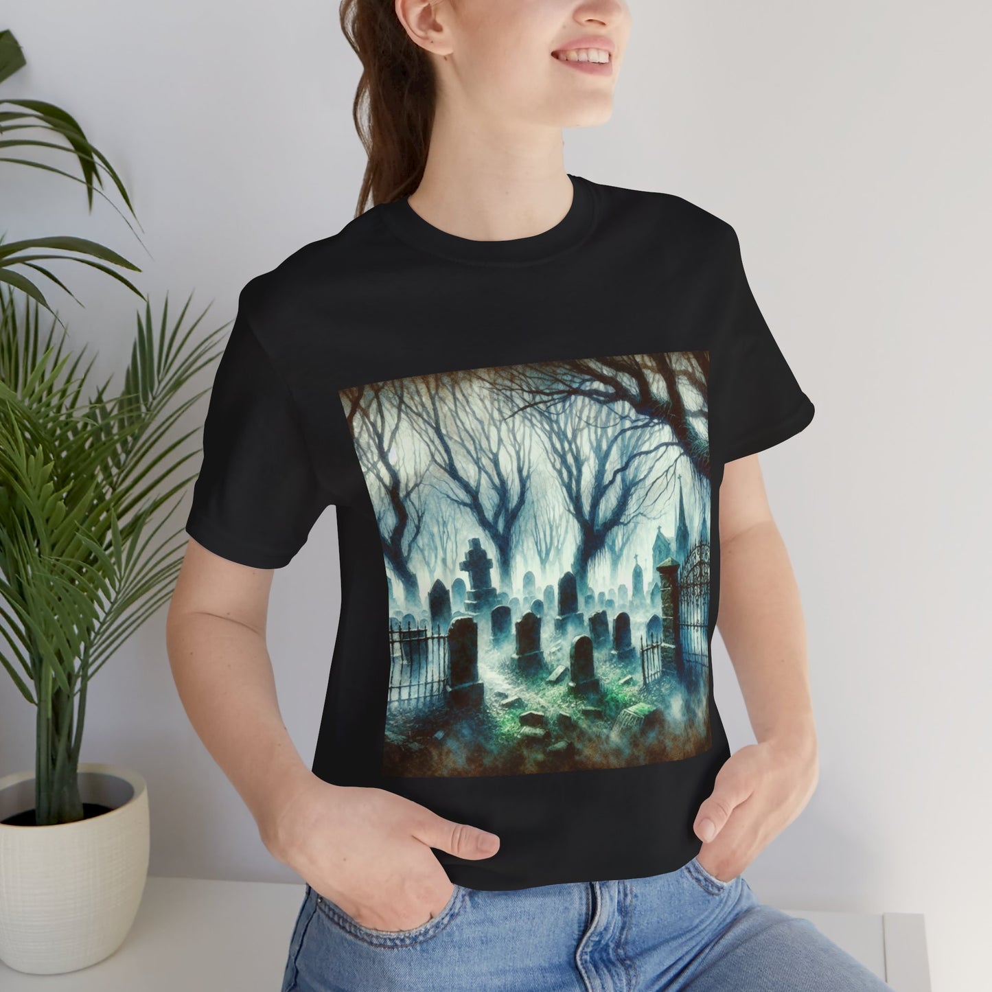 Haunted Cemetery Unisex Jersey Short Sleeve Tee