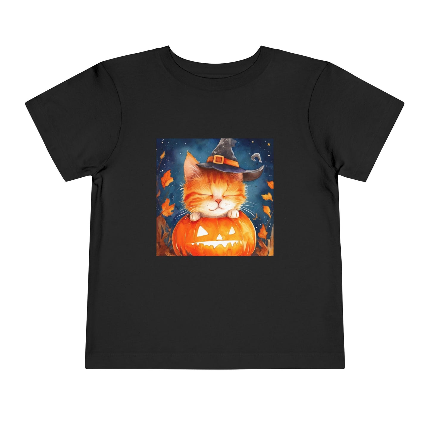 Cute Orange Cat on a Pumpkin Toddler Short Sleeve Tee