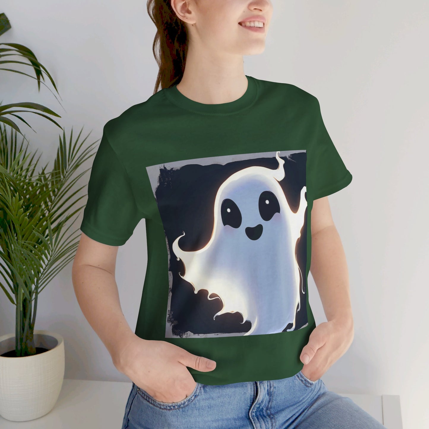 Cute Happy Ghost Unisex Jersey Short Sleeve Tee