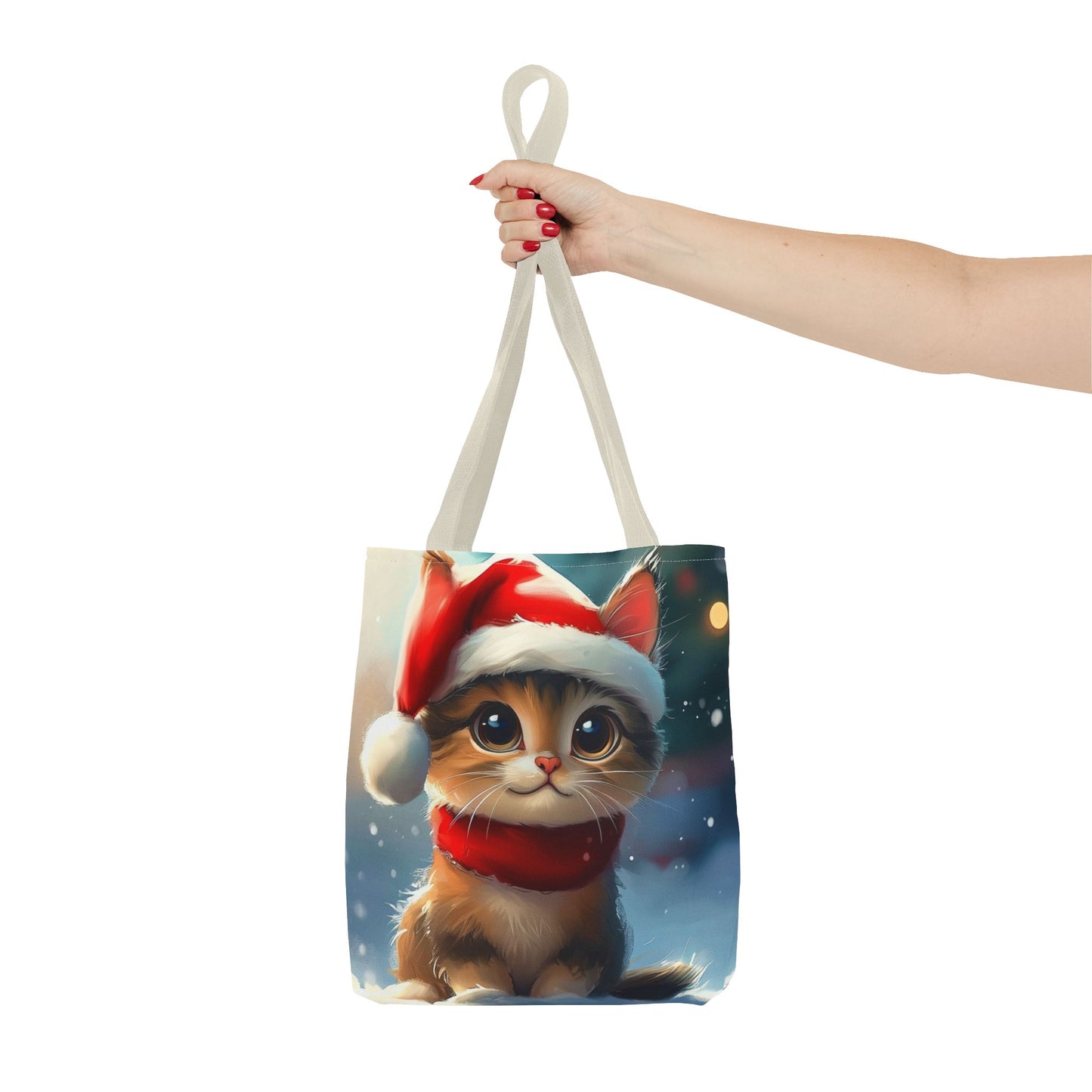 Cute Festive Kitten Tote Bag (AOP)