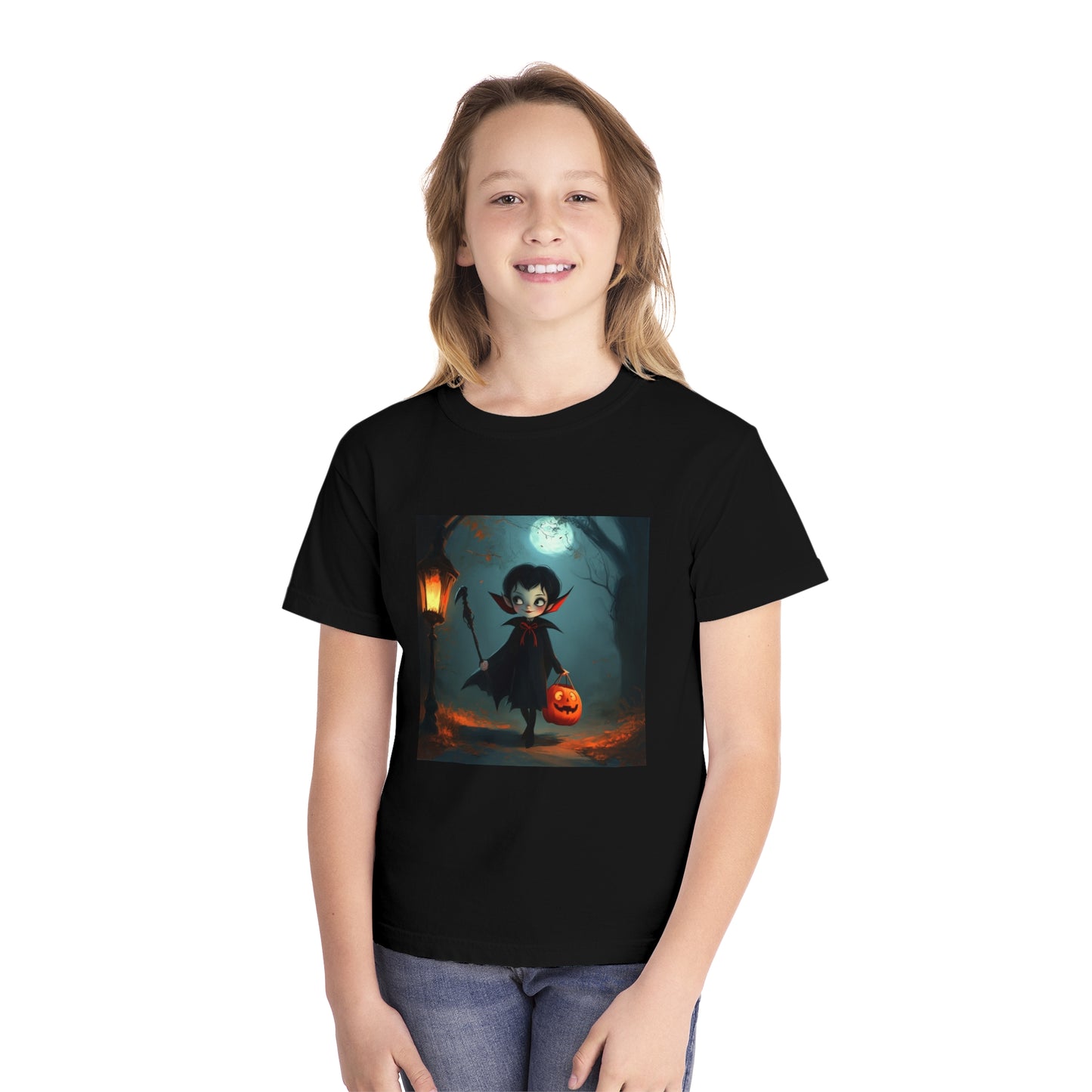 Cute Trick or Treating Vampire Youth Midweight Tee