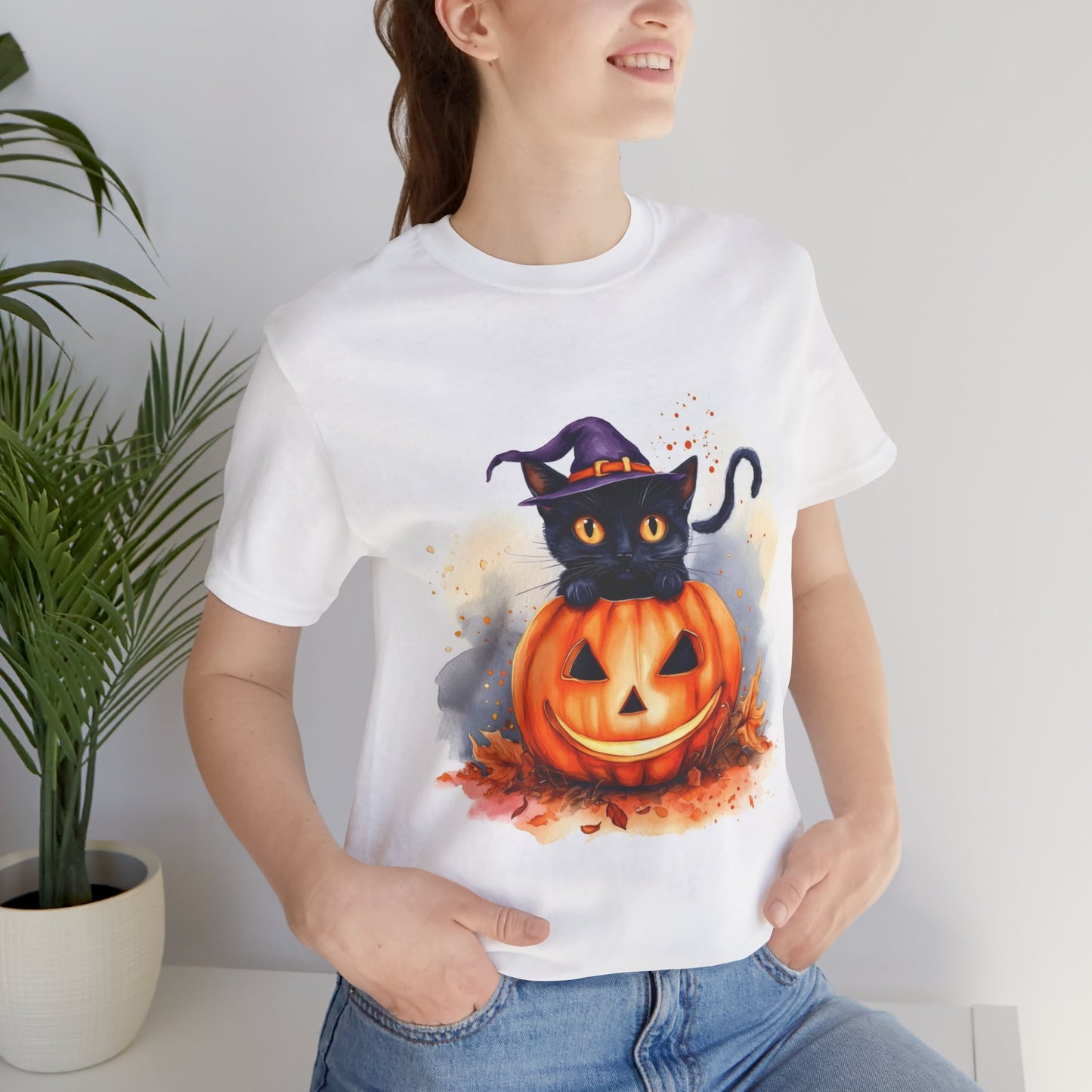 Halloween Cat Unisex Jersey Short Sleeve Tee