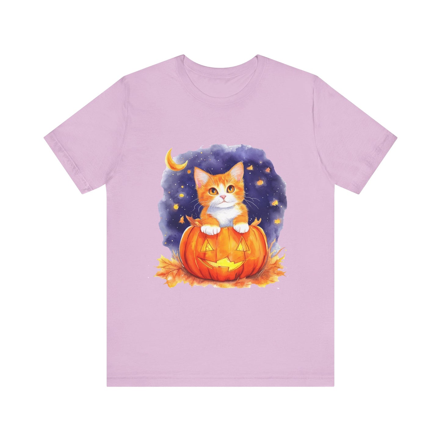 Fuzzy halloween pumpkin cat Unisex Jersey Short Sleeve Tee