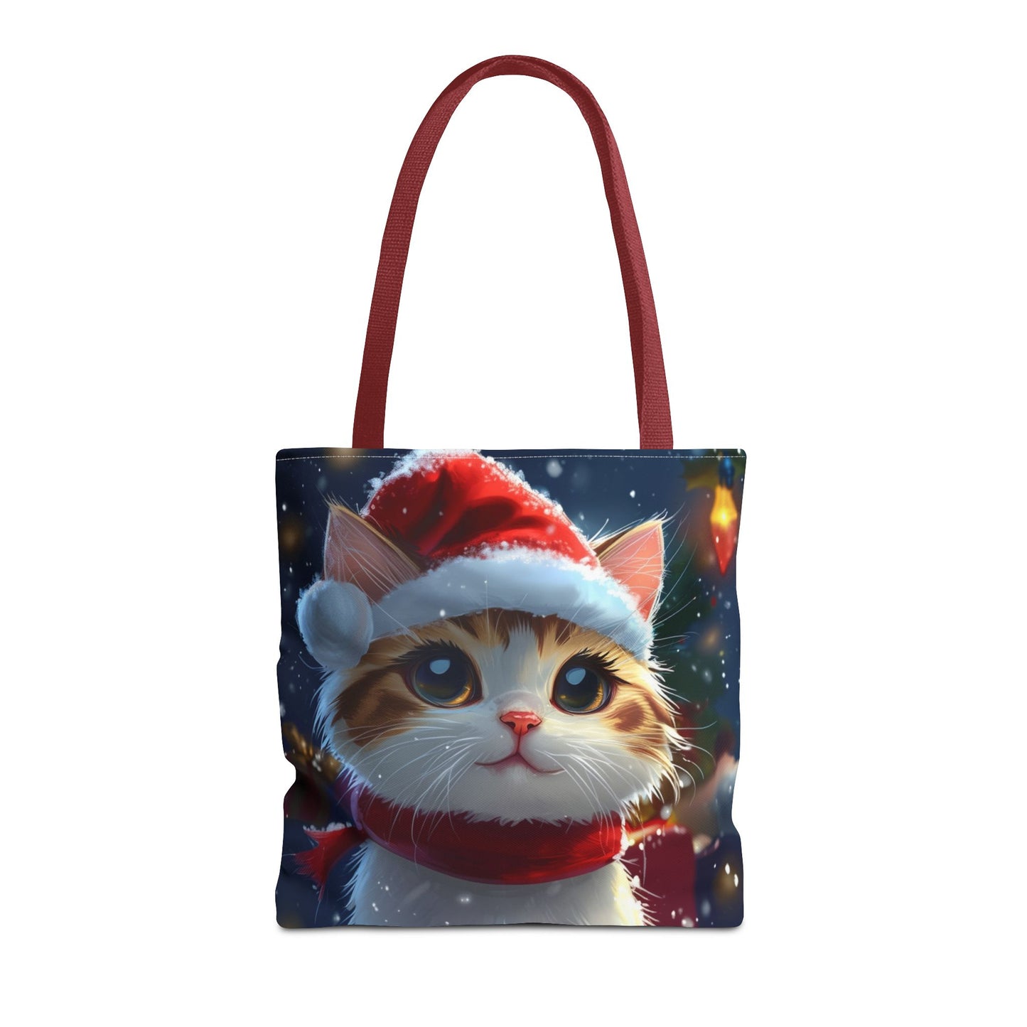 Cute Santa Hat Kitty Tote Bag (AOP)