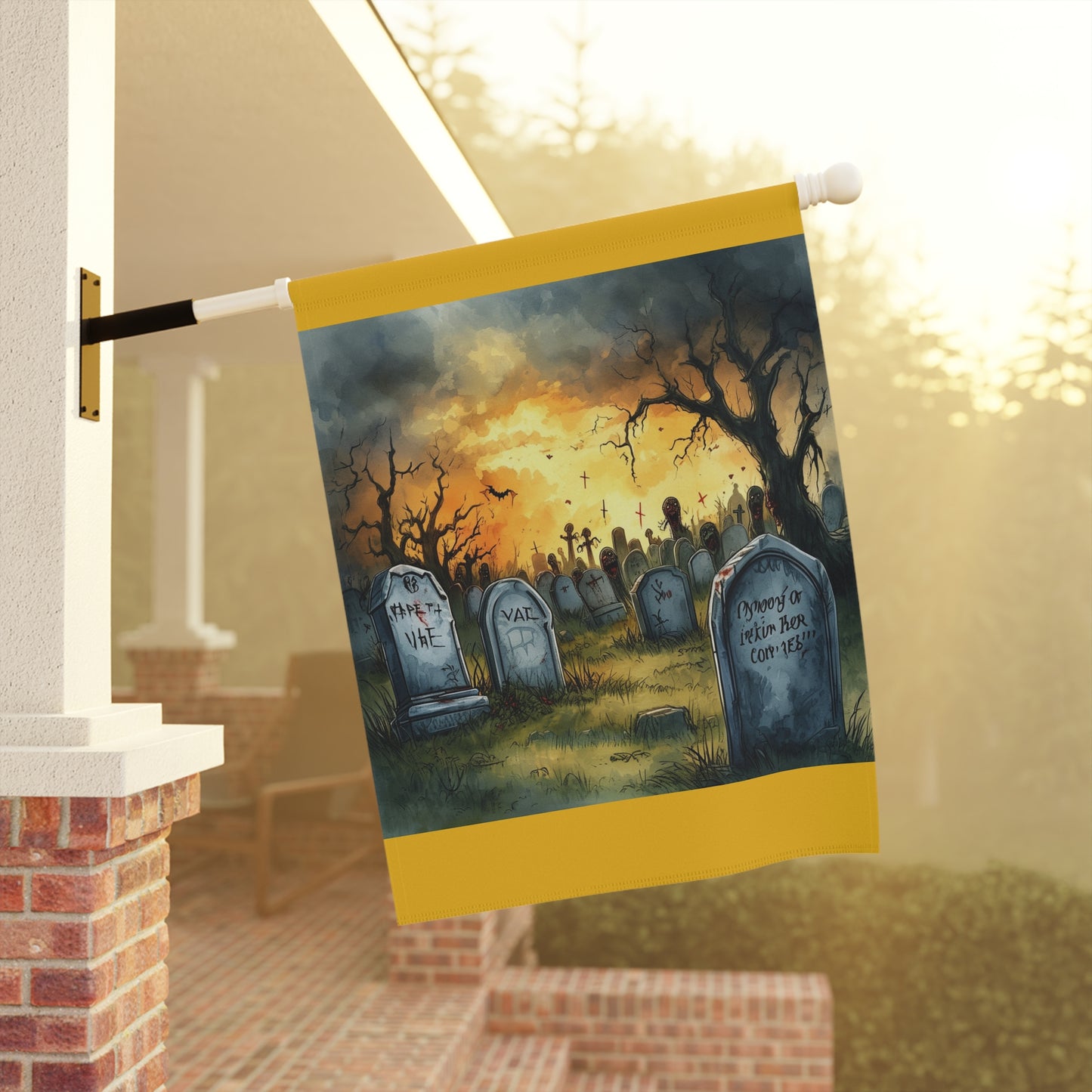 Cemetery Sunset Garden & House Banner