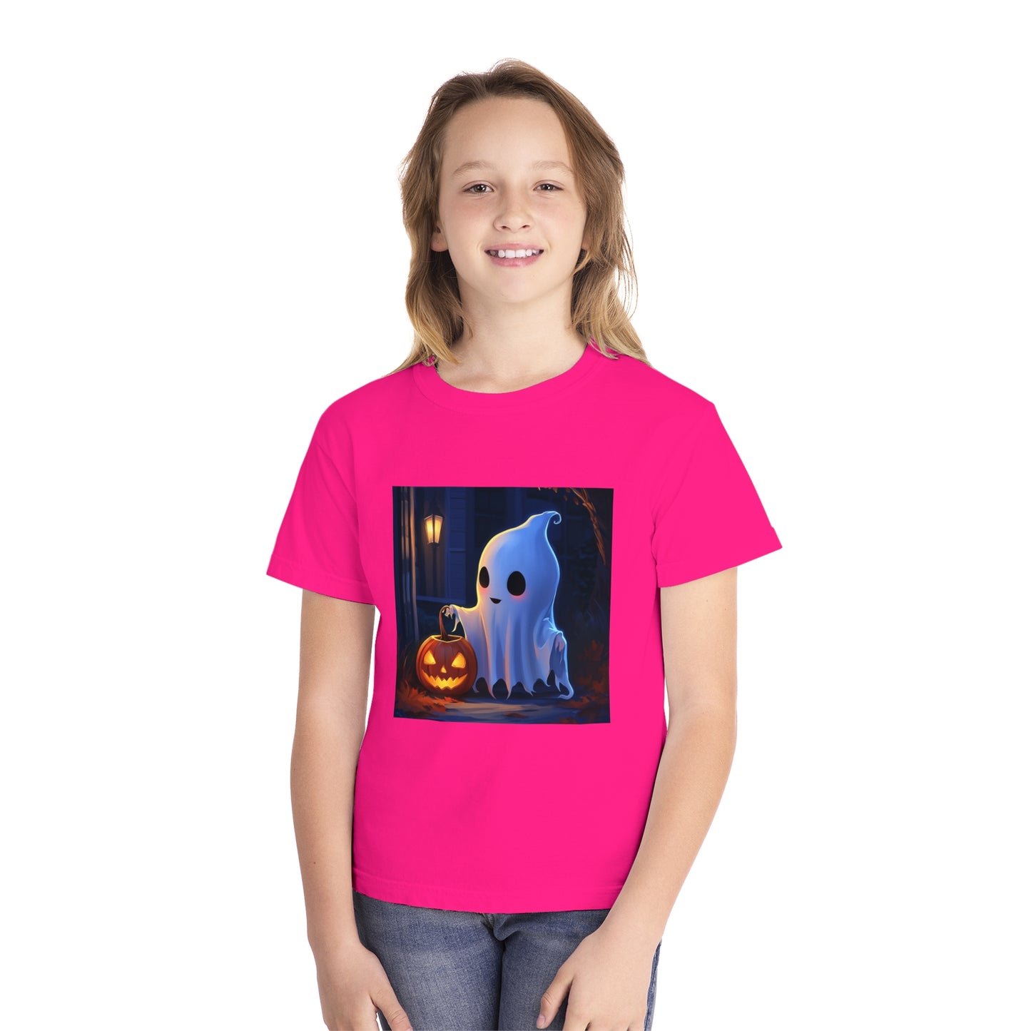 Cute Ghost Trick or Treating Youth Midweight Tee