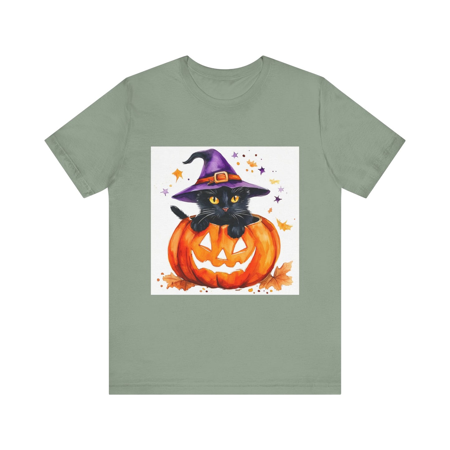 Cute Halloween Cat Jack o Lantern Unisex Jersey Short Sleeve Tee