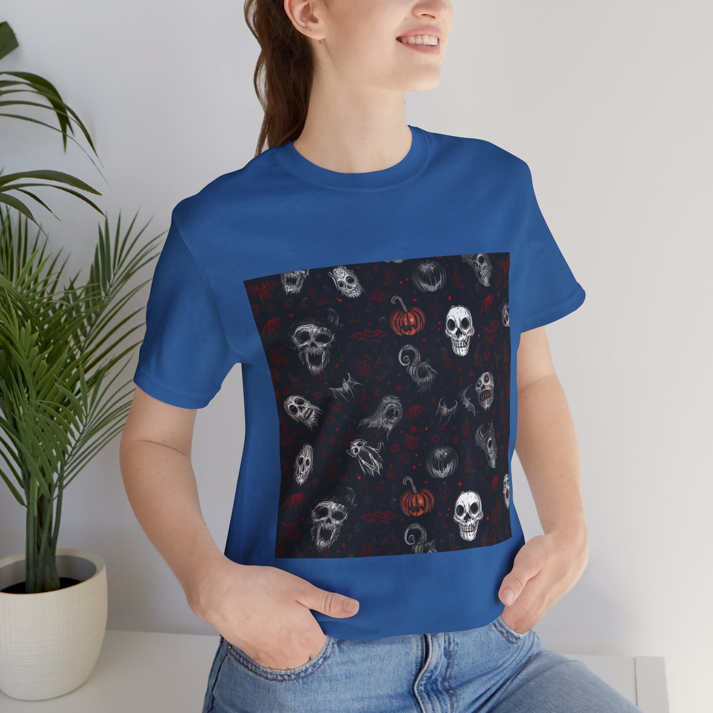 Scary Halloween Pattern Unisex Jersey Short Sleeve Tee