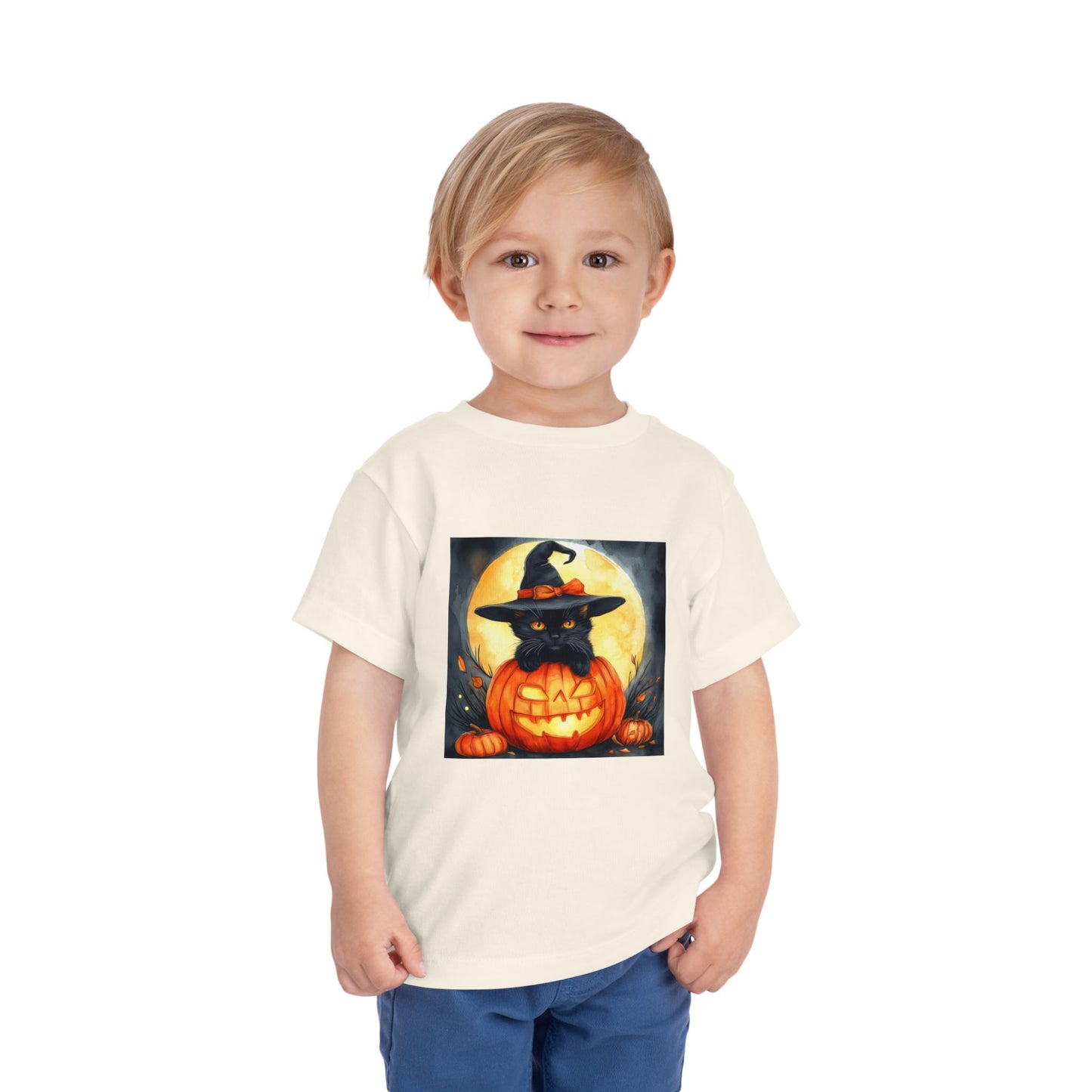 Cat In a Jack O' Lantern Toddler Short Sleeve Tee