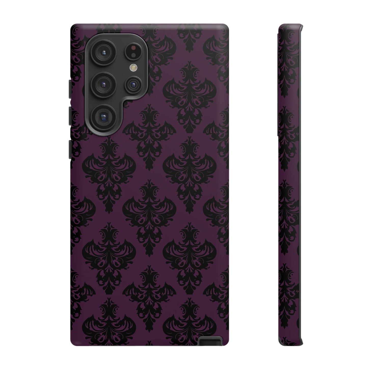 Purple and Black Victorian Damask Pattern Tough Cases