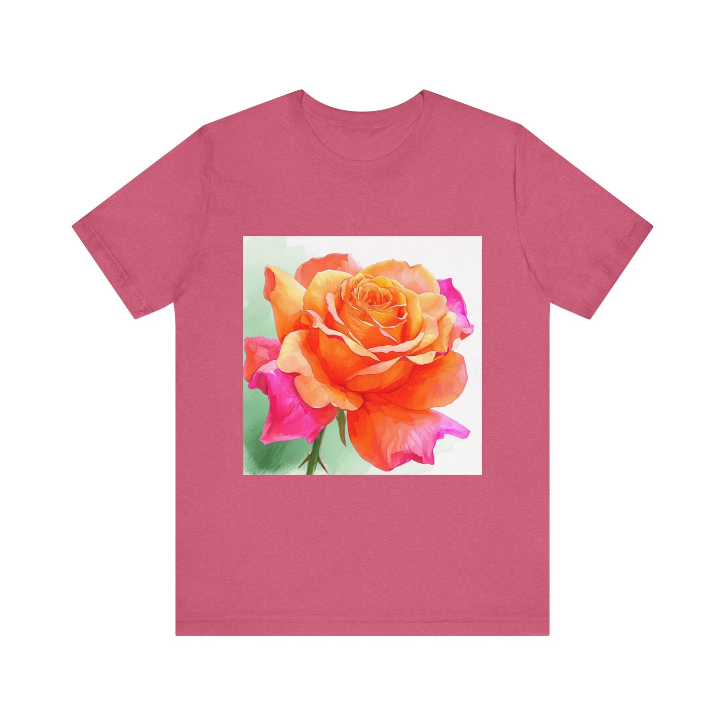 Radiant Rose Art Unisex Jersey Tee - Vibrant Rose Design