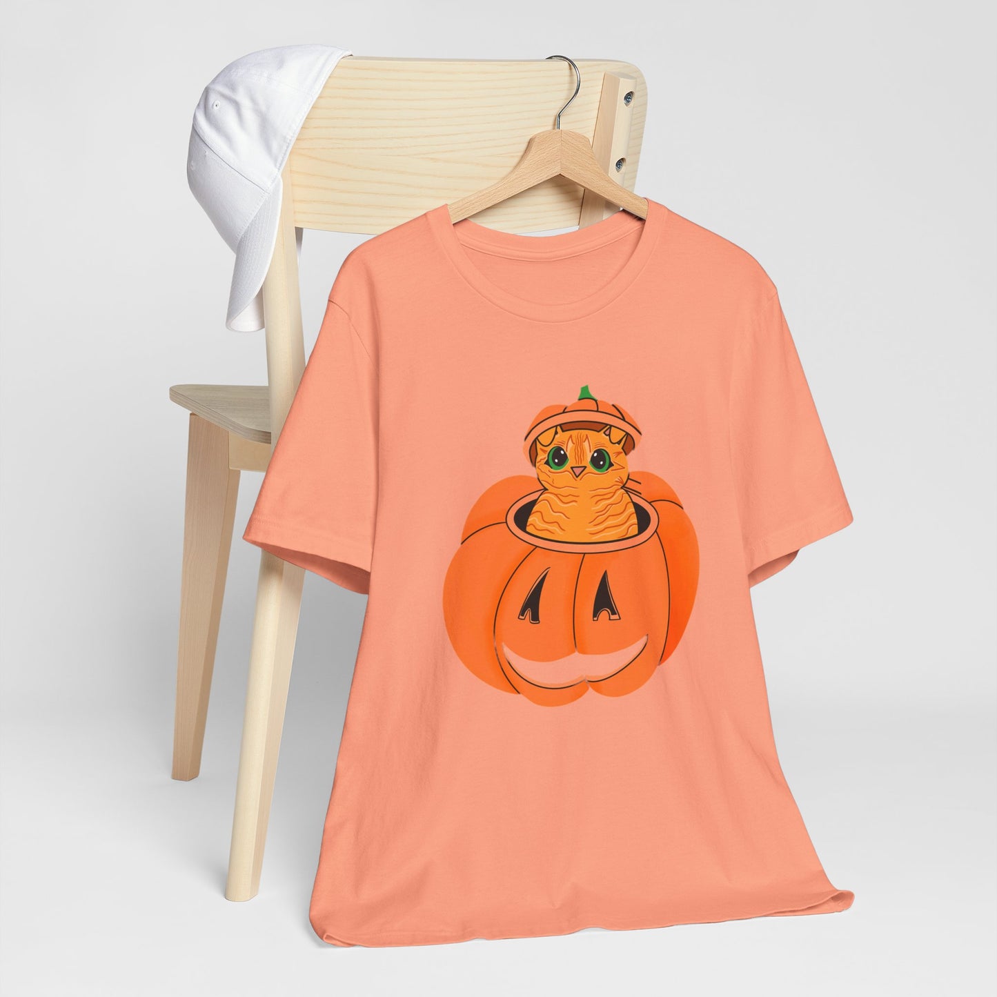 Cute Orange Cat Halloween Unisex Jersey Short Sleeve Tee