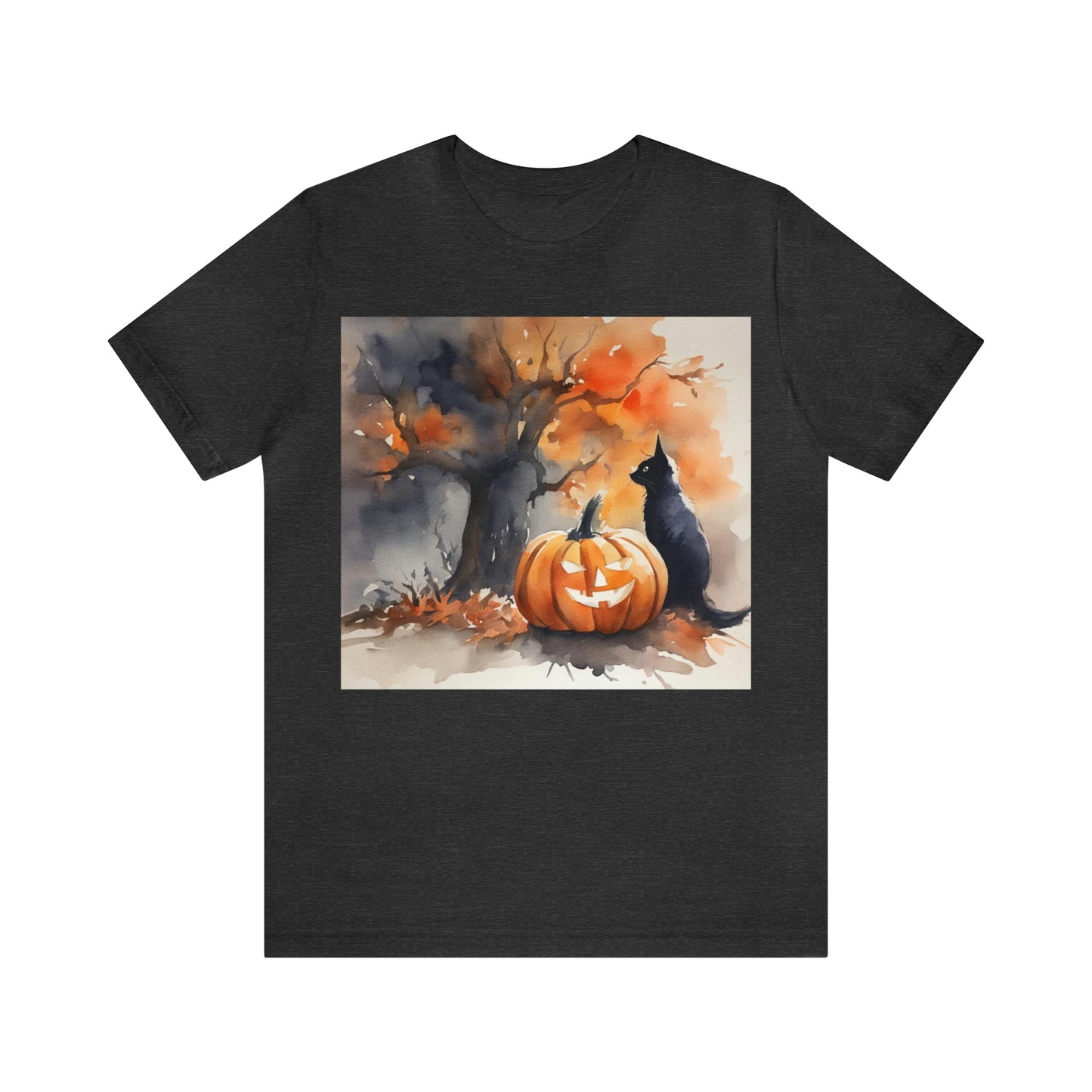 Jacko-lantern Black Cat Halloween Unisex Jersey Short Sleeve Tee