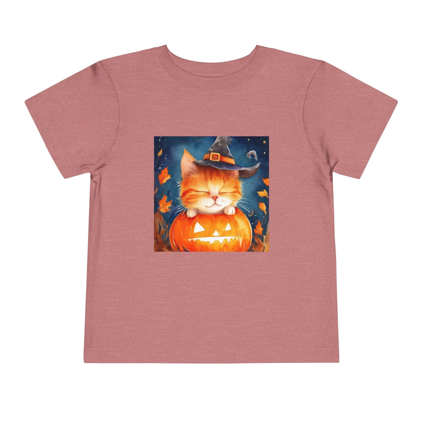 Cute Orange Cat on a Pumpkin Toddler Short Sleeve Tee