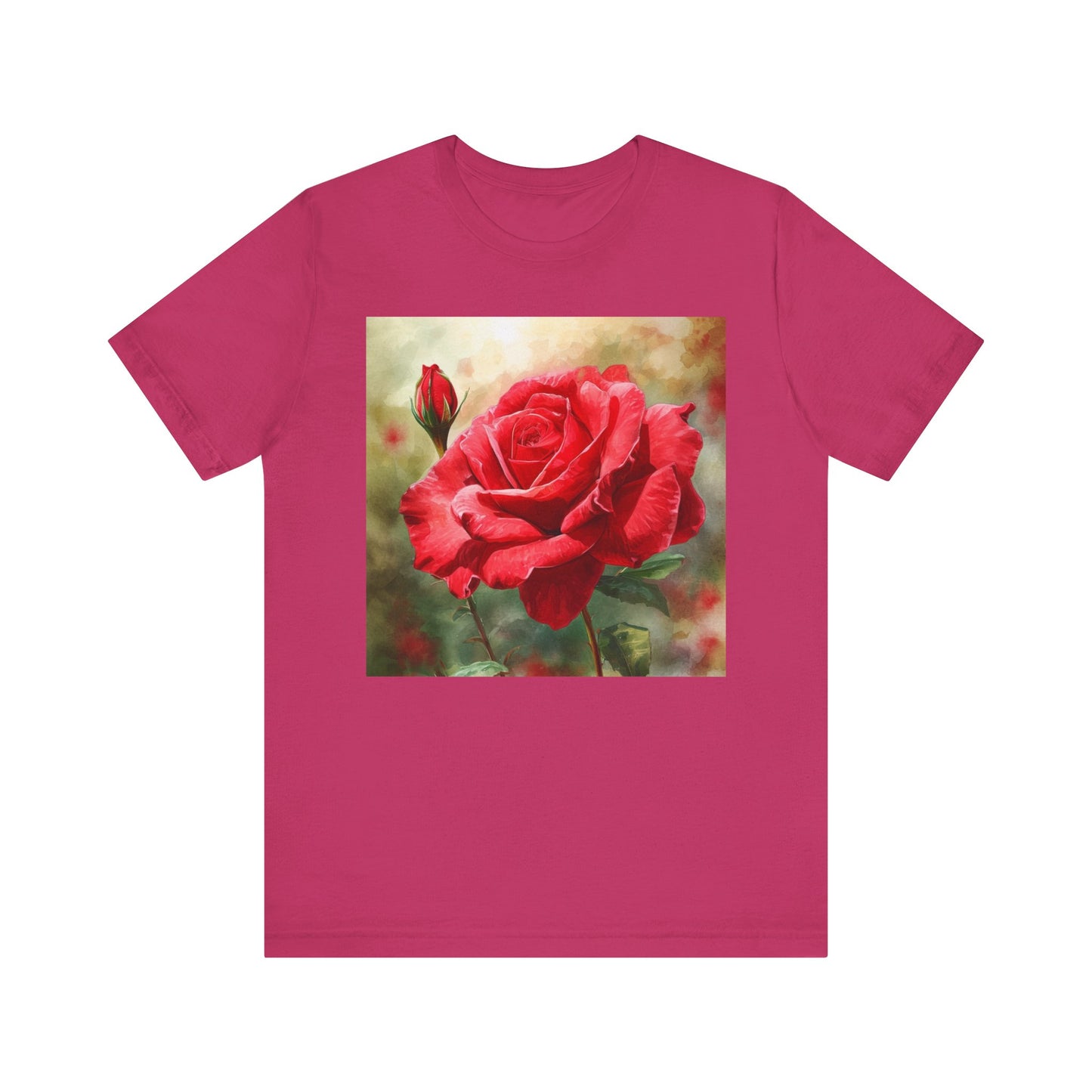 Elegant Rose Short Sleeve Tee - Perfect for Nature Lovers & Everyday Comfort