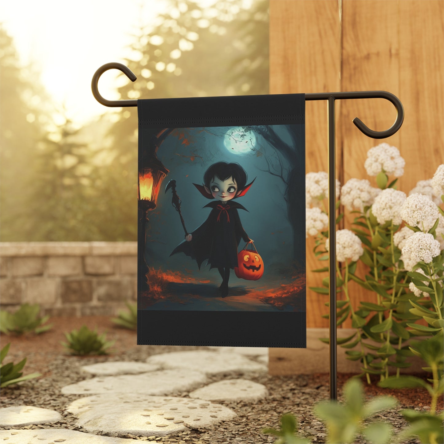 Cute Trick or Treating Vampire Garden & House Banner