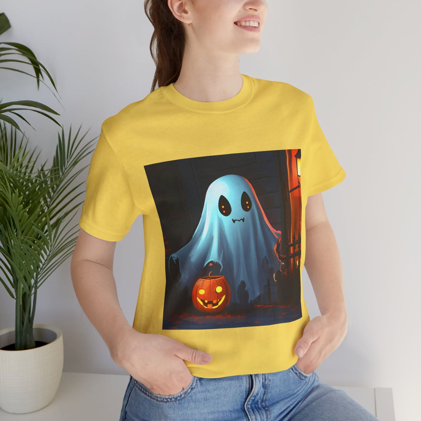 Cute Ghost Trick or Treating Unisex Jersey Short Sleeve Tee