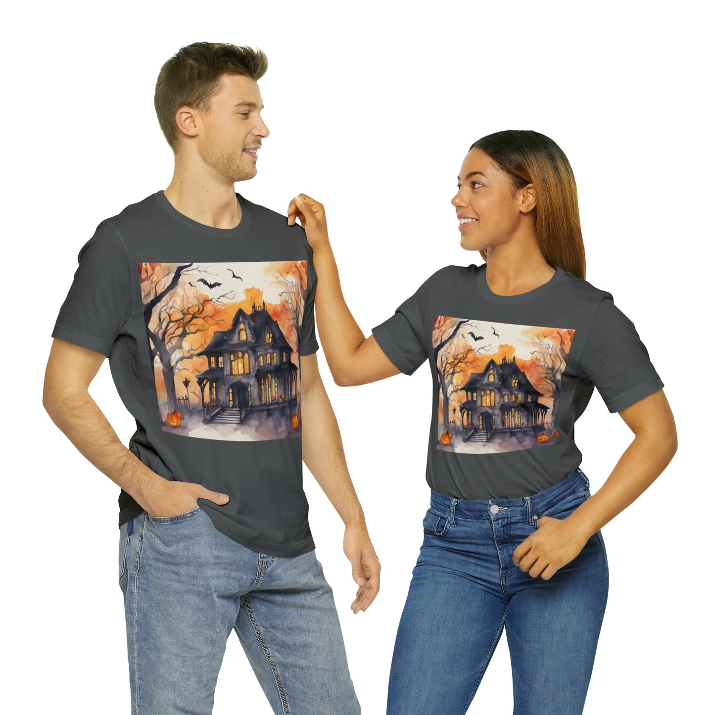 Spooky Haunted House Unisex Jersey Short Sleeve Tee