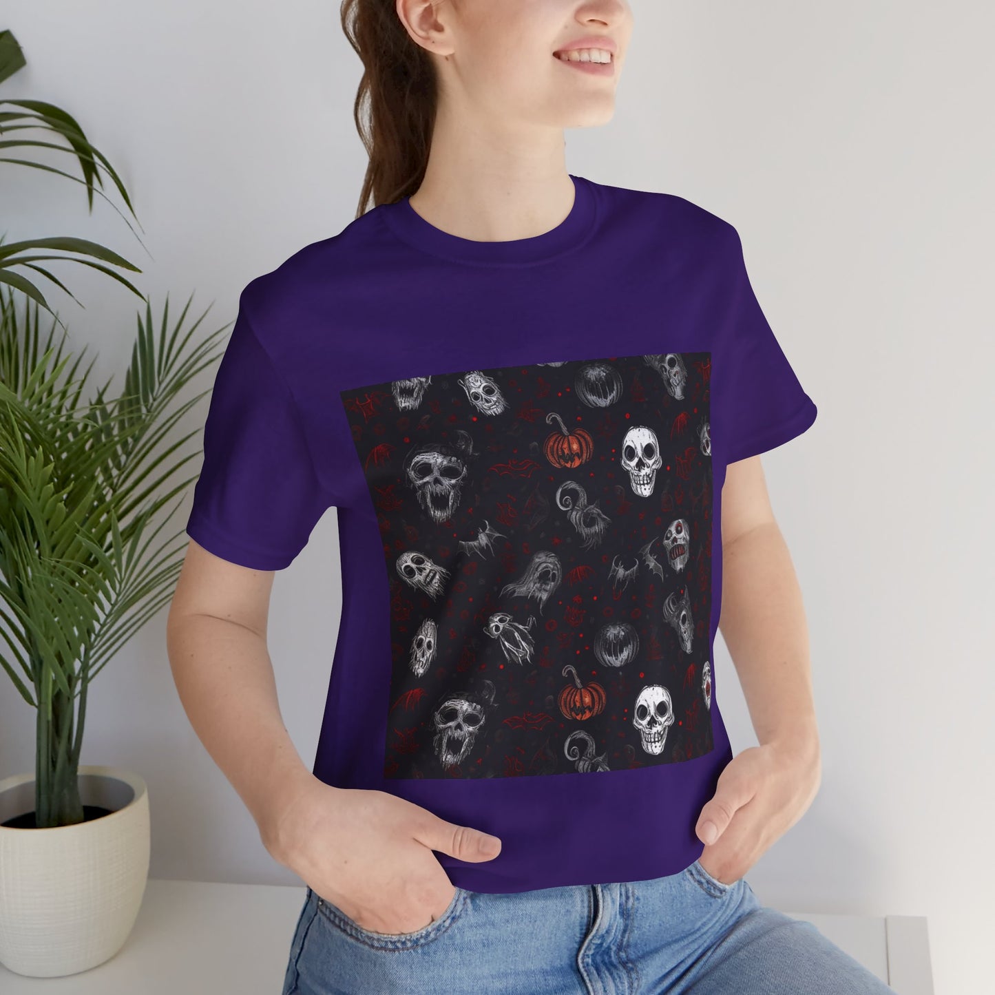 Scary Halloween Pattern Unisex Jersey Short Sleeve Tee