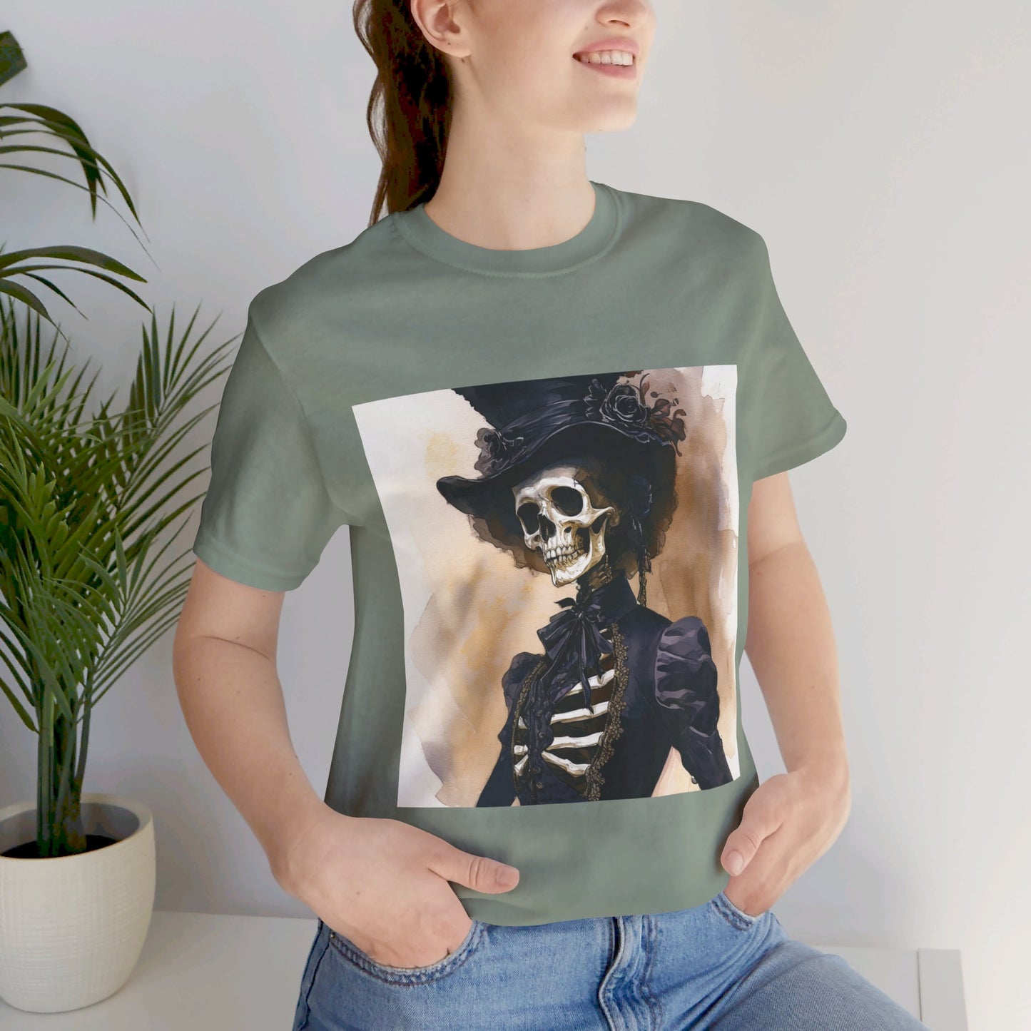 Elegant Victorian Skeleton Unisex Jersey Short Sleeve Tee