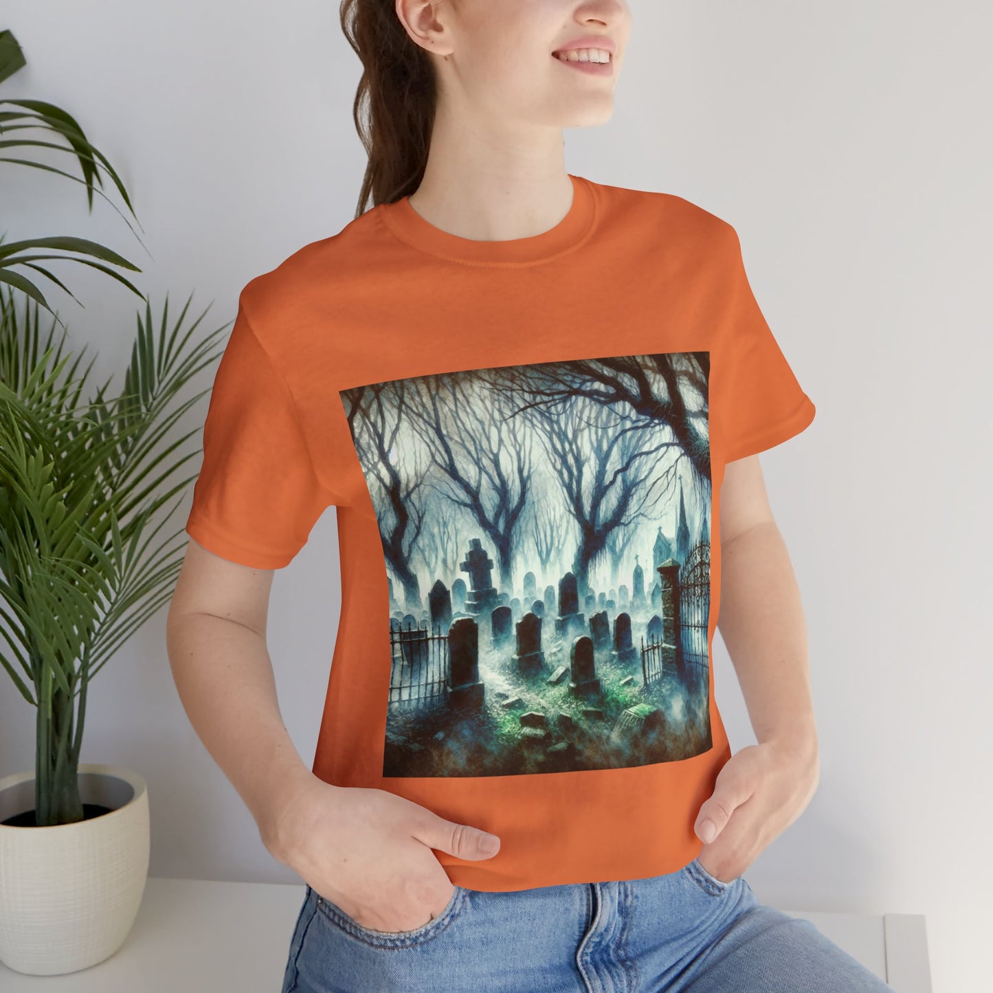 Haunted Cemetery Unisex Jersey Short Sleeve Tee