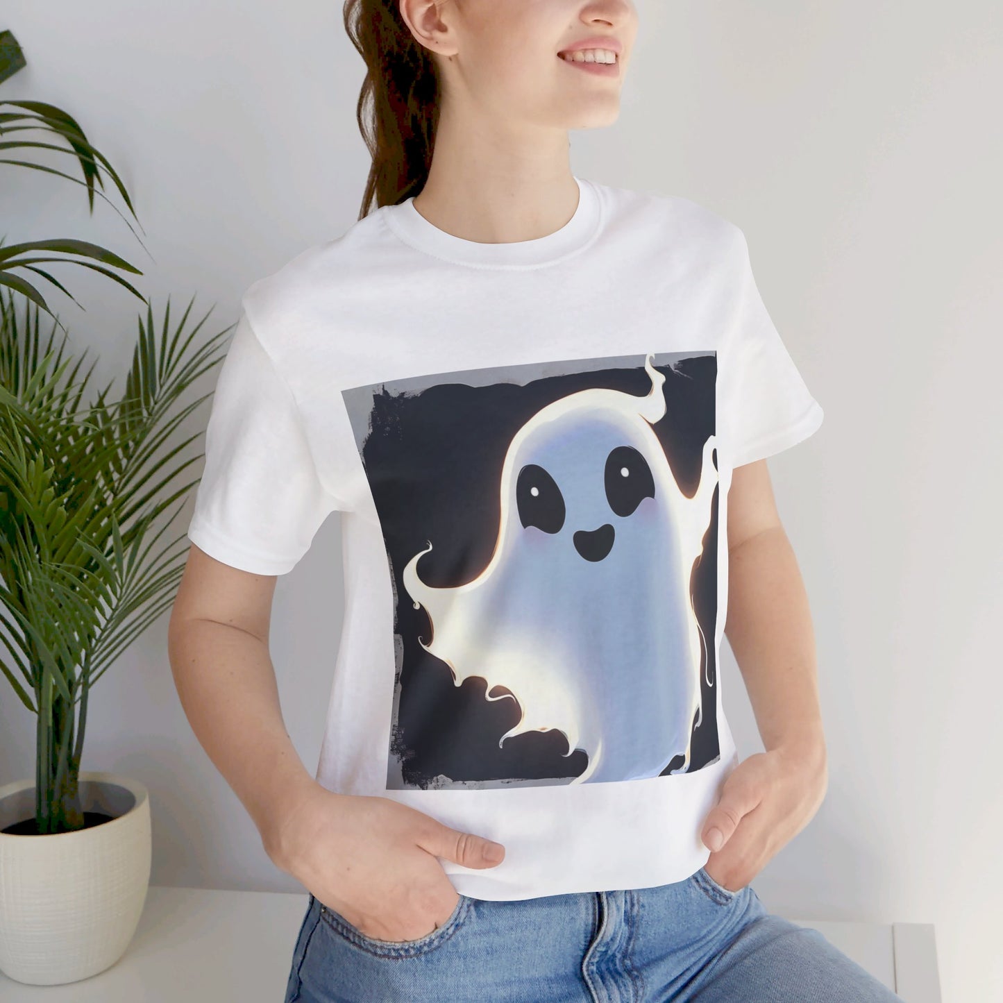 Cute Happy Ghost Unisex Jersey Short Sleeve Tee