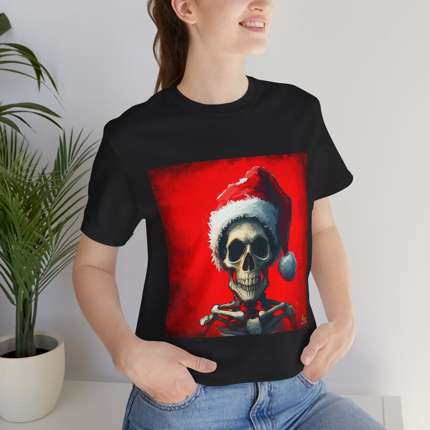 Dark Spooky Skeleton Santa Unisex Jersey Tee